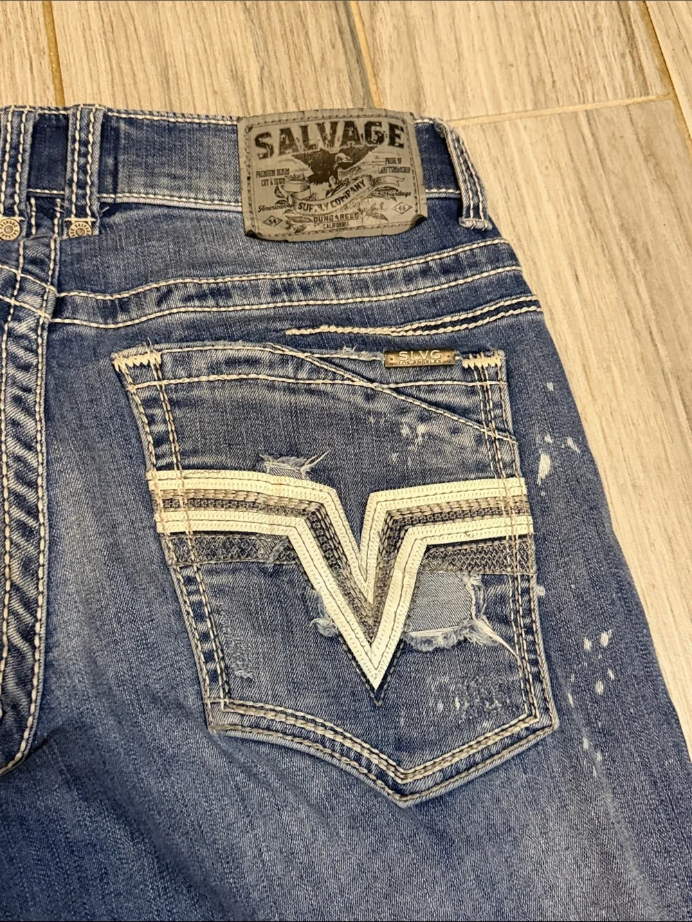 Men's Straight Fit Distressed Jeans in Blue - Casual Everyday Style